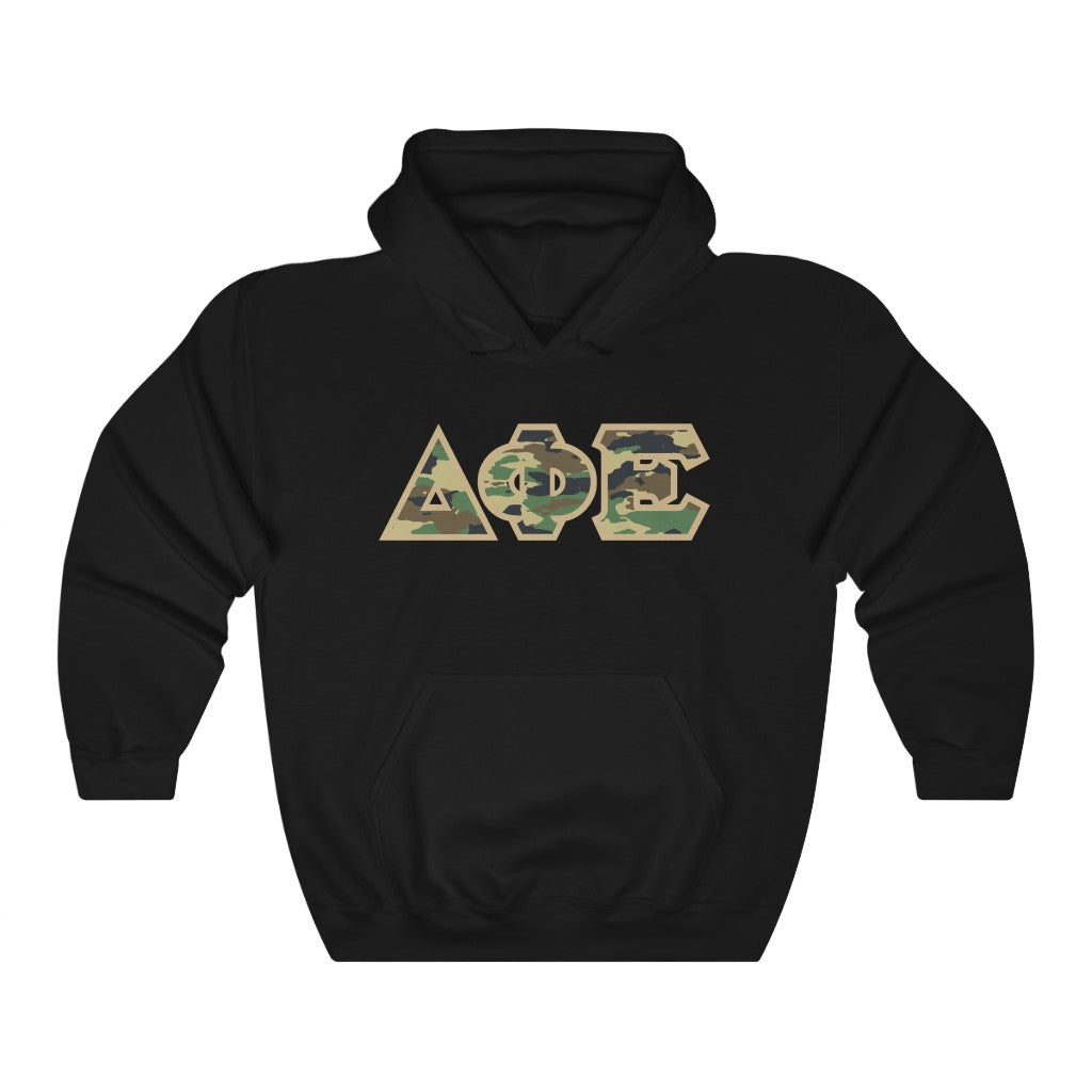 Delta Phi Epsilon Printed Letters | Camouflage Hoodie