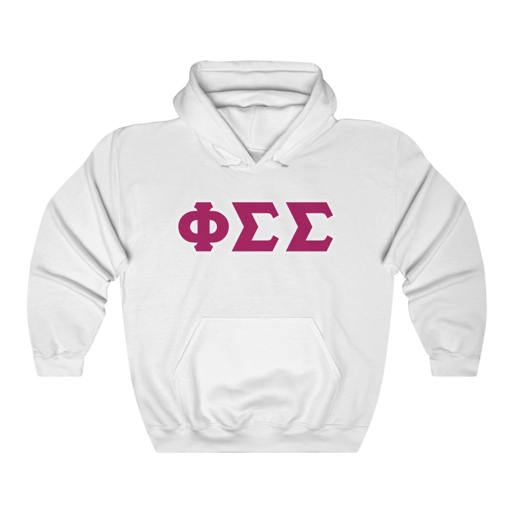Phi Sigma Sigma Printed Letters | Drk Pink & White Border Hoodie