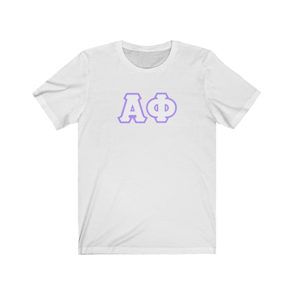 Alpha Phi Printed Letters | White & Violet Border T-Shirt