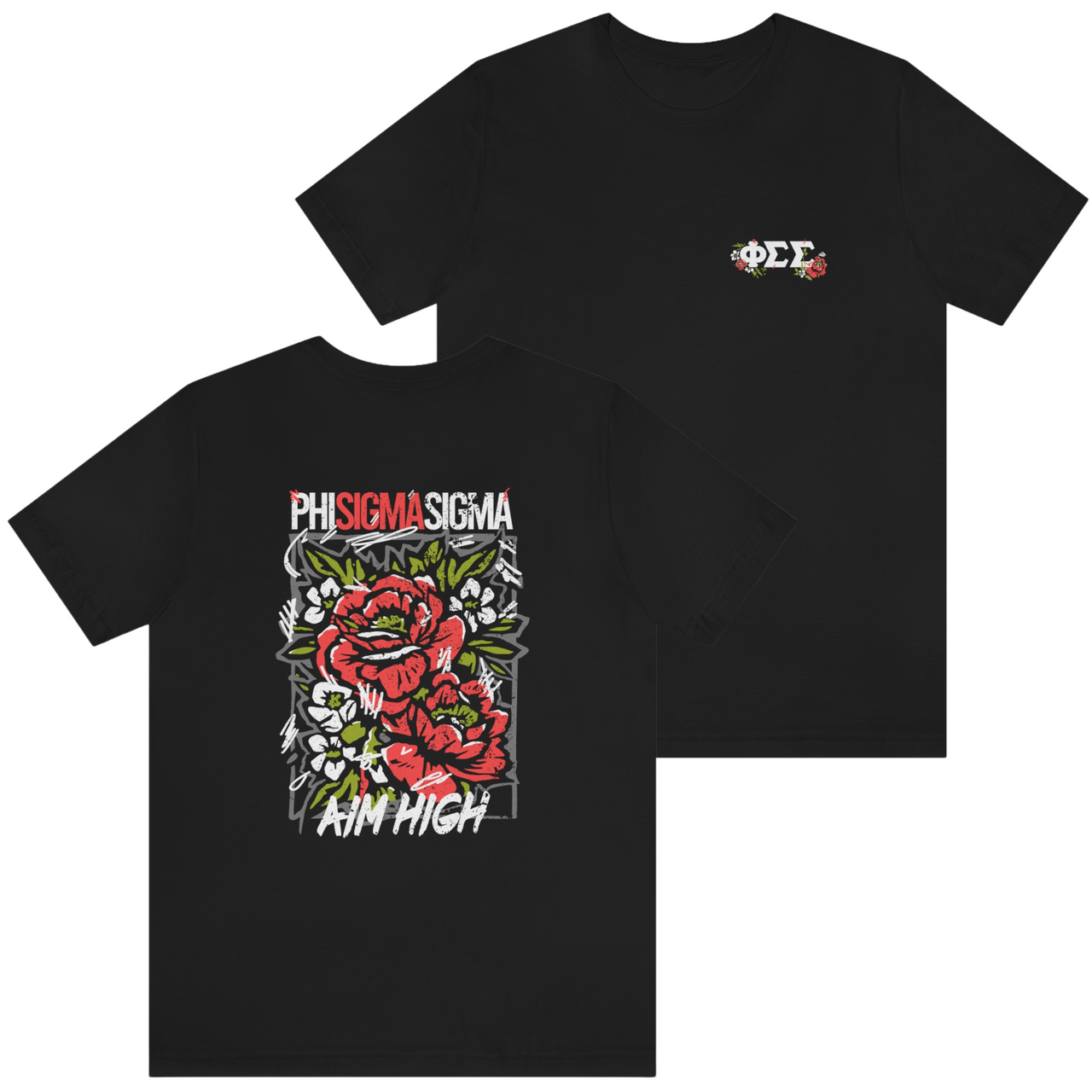 Phi Sigma Sigma Graphic T-Shirt | Grunge Roses