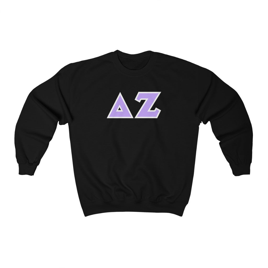 Delta Zeta Printed Letters | Violet & White Border Crewneck