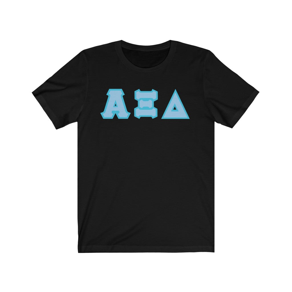 AXiD Printed Letters | Blue with Cyan Border T-Shirt