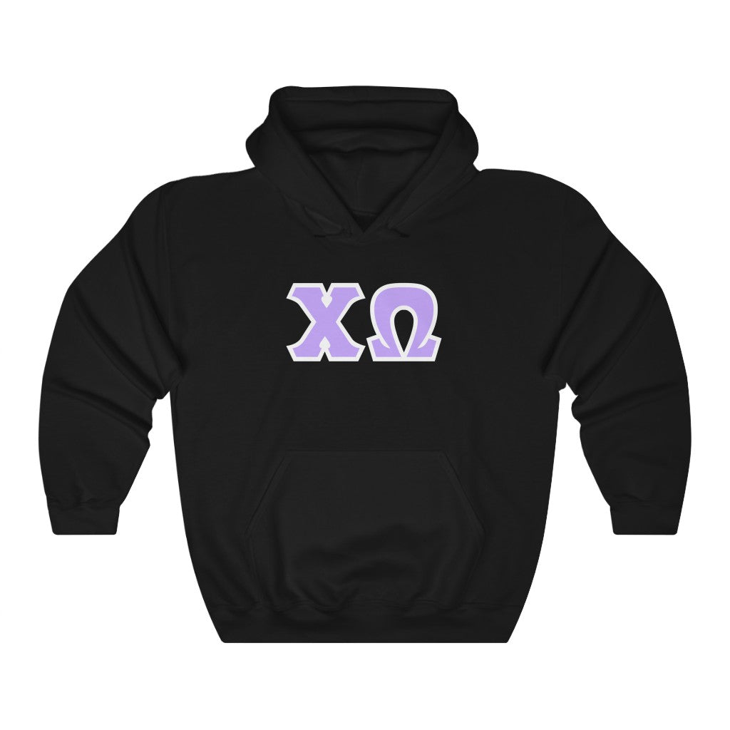 Chi Omega Print Letters | L Purple & White Border Hoodie