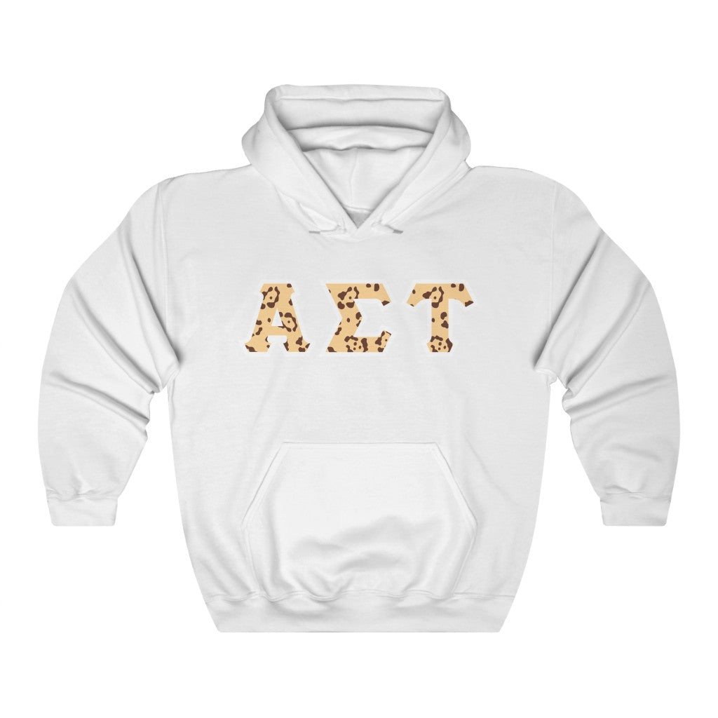 Alpha Sigma Tau Printed Letters | Leopard Print Hoodie