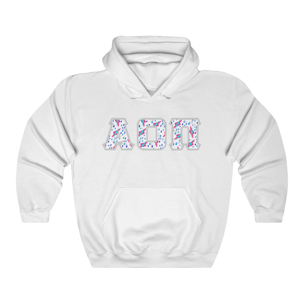 Alpha Omicron Pi Printed Letters | Bayside White Hoodie