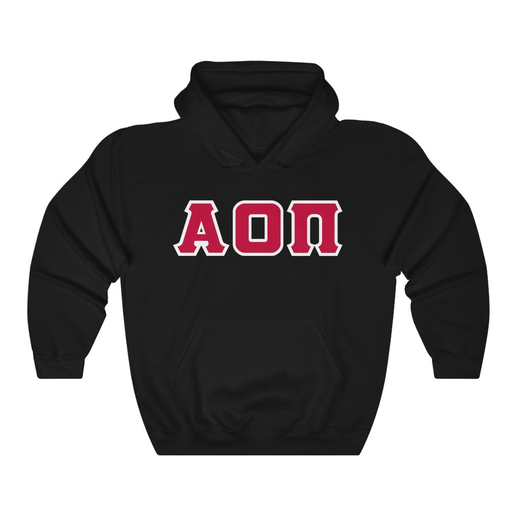 Alpha Omicron Pi Printed Letters | Cardinal with White Border Hoodie