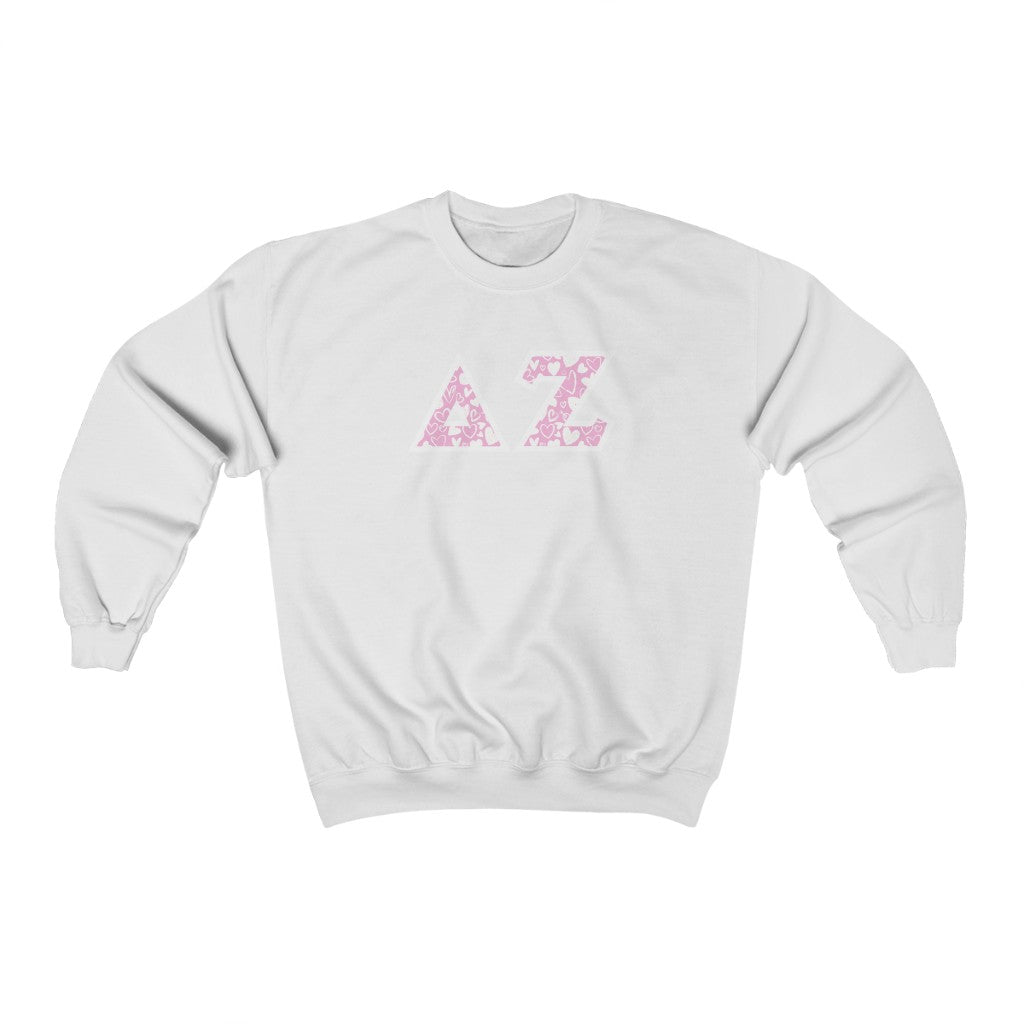 Delta Zeta Printed Letters | Chalky Hearts Crewneck