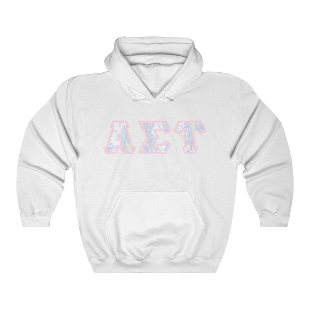 Alpha Sigma Tau Printed Letters | Pastel Tie-Dye Hoodie