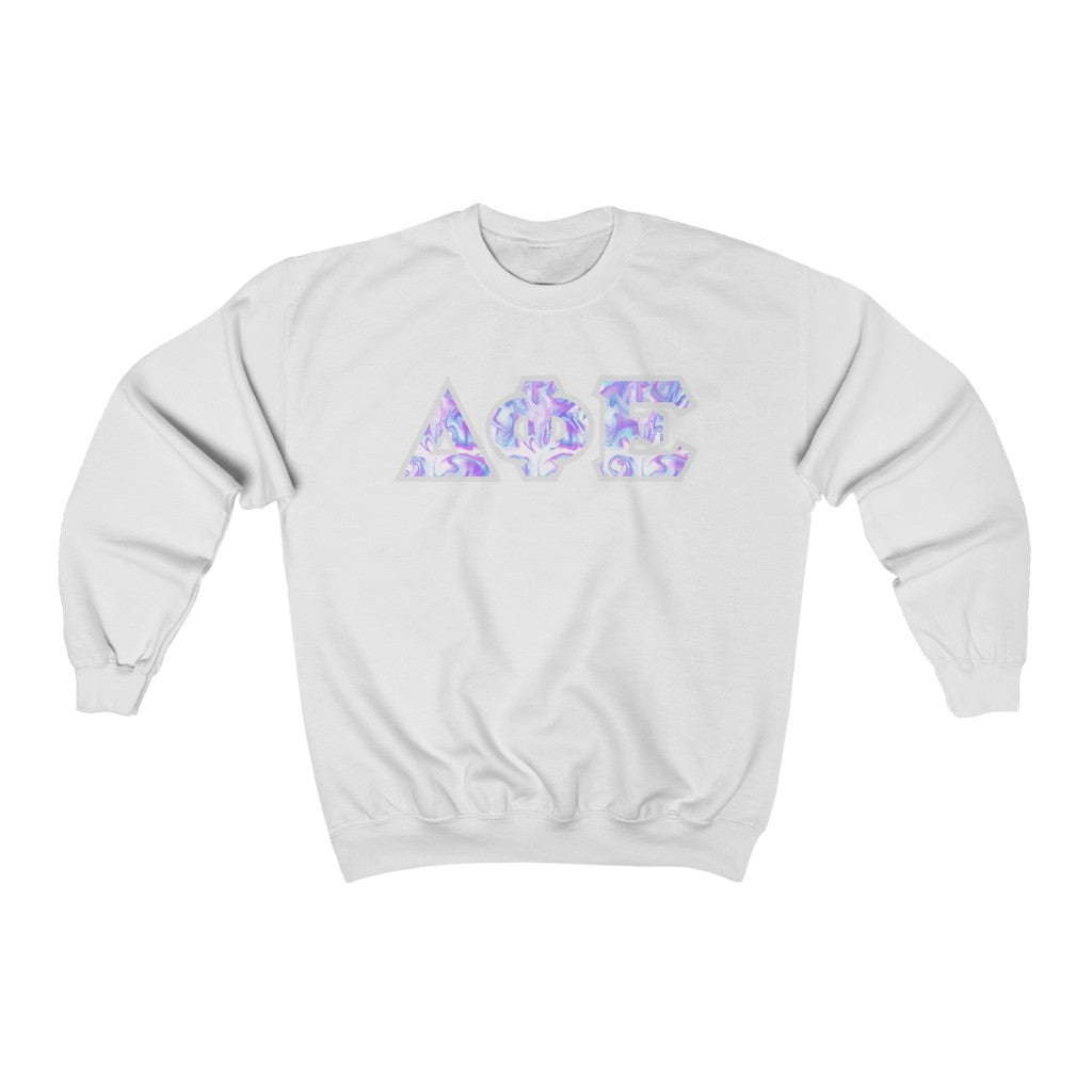 Delta Phi Epsilon Printed Letters | Cotton Candy Tie-Dye Crewneck