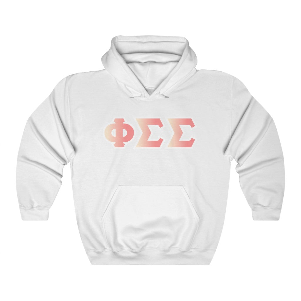 Phi Sigma Sigma Printed Letters | Peach Sunrise Hoodie