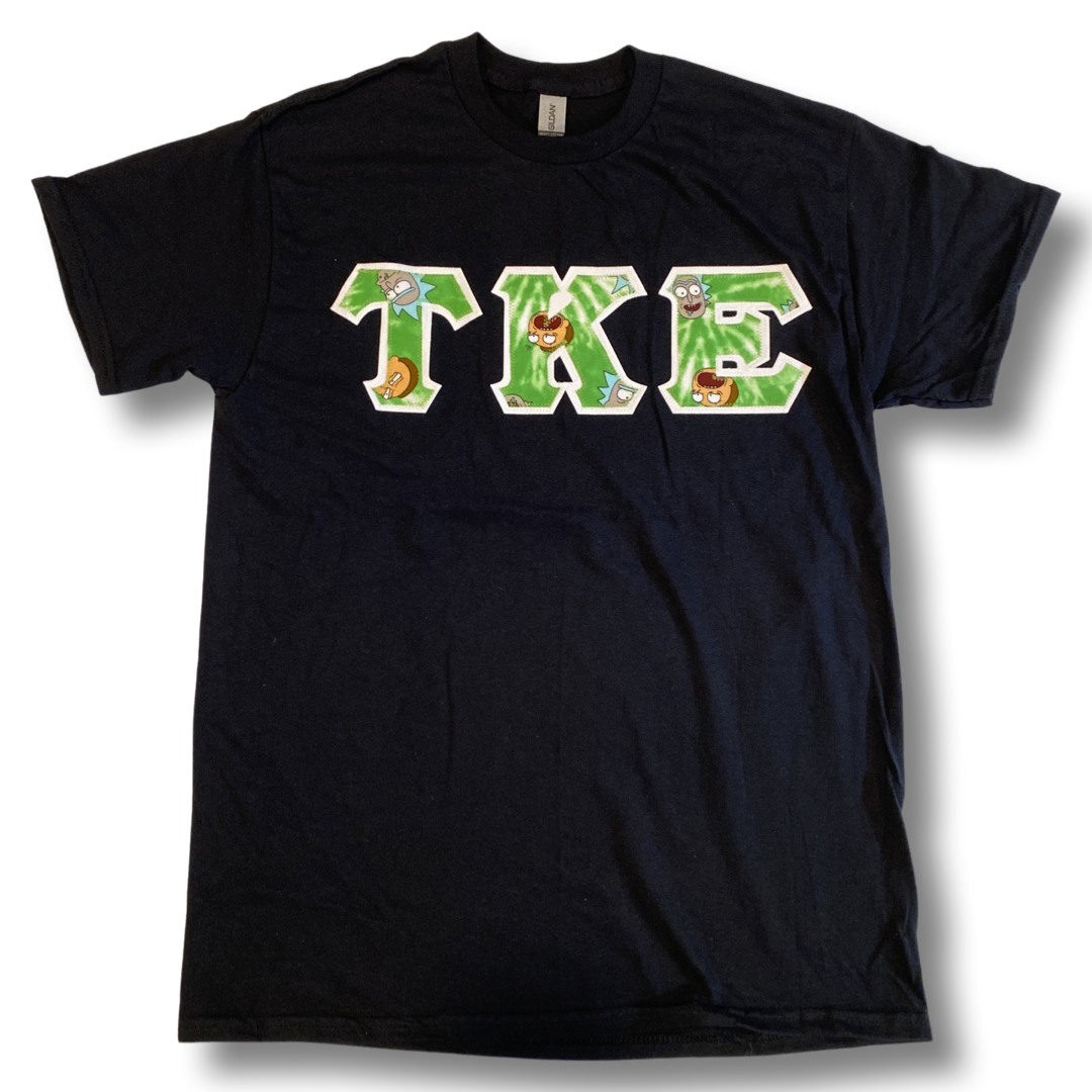 Tau Kappa Epsilon Stitched Letter T-Shirt | Rick and Morty with White border